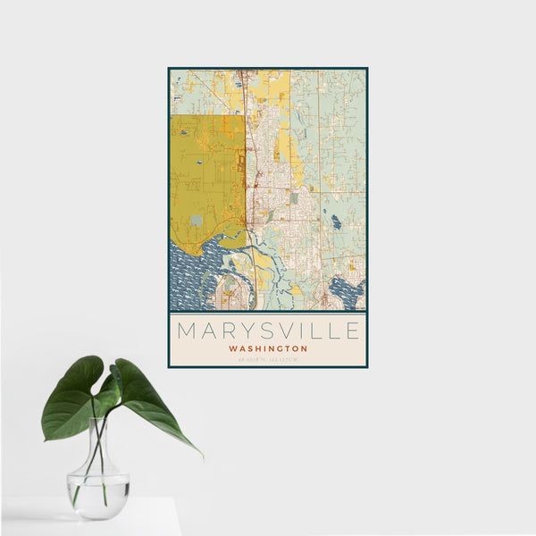 Marysville - Washington Map Print in Woodblock