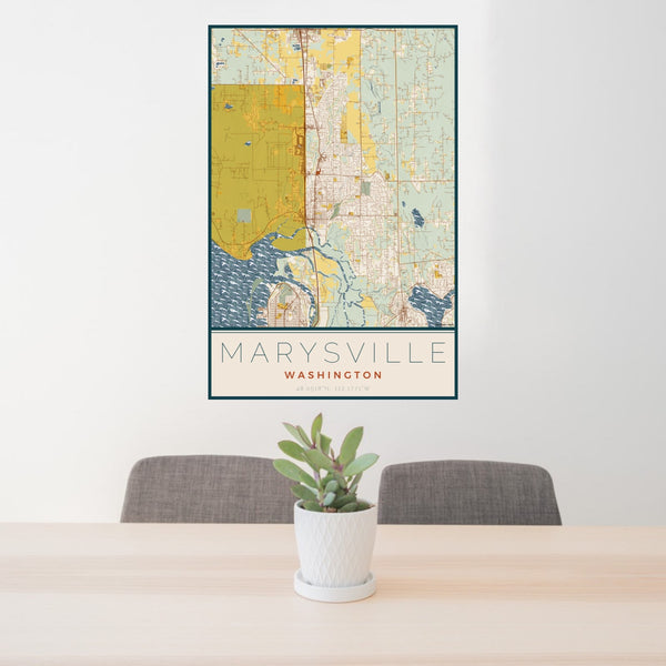 Marysville - Washington Map Print in Woodblock