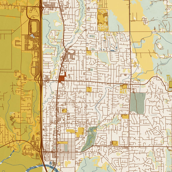 Marysville - Washington Map Print in Woodblock