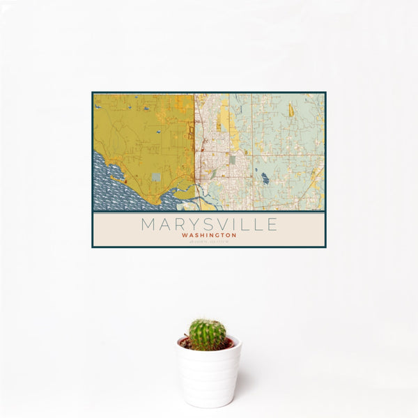 Marysville - Washington Map Print in Woodblock