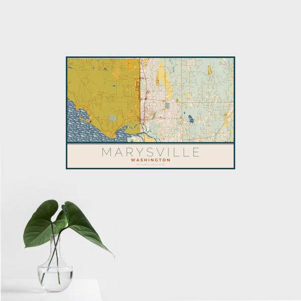 Marysville - Washington Map Print in Woodblock