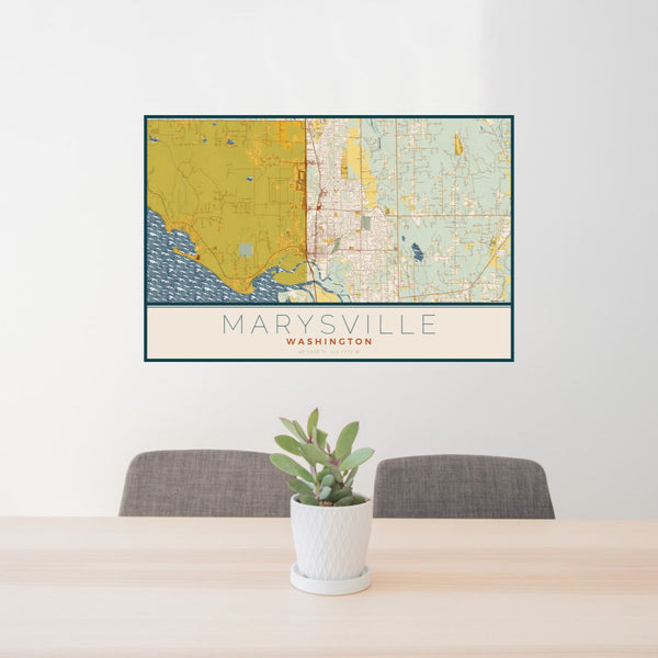 Marysville - Washington Map Print in Woodblock