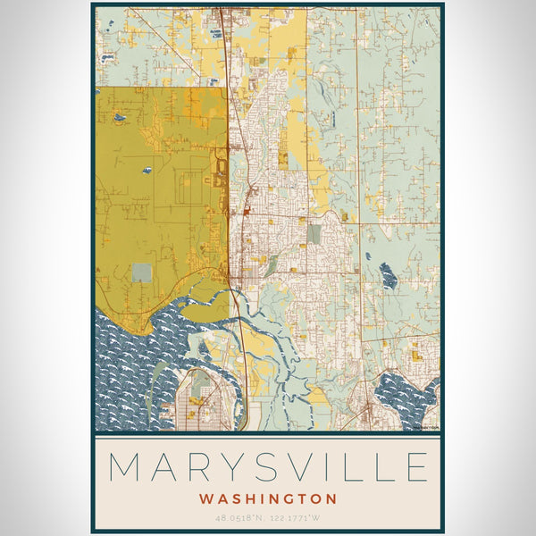Marysville - Washington Map Print in Woodblock