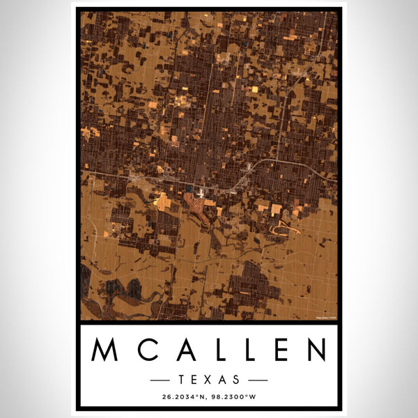 McAllen - Texas Map Print in Ember