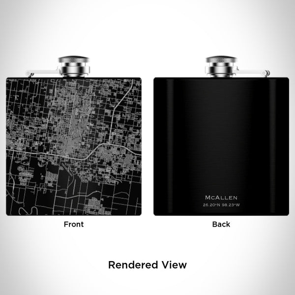 McAllen - Texas Map Hip Flask in Matte Black