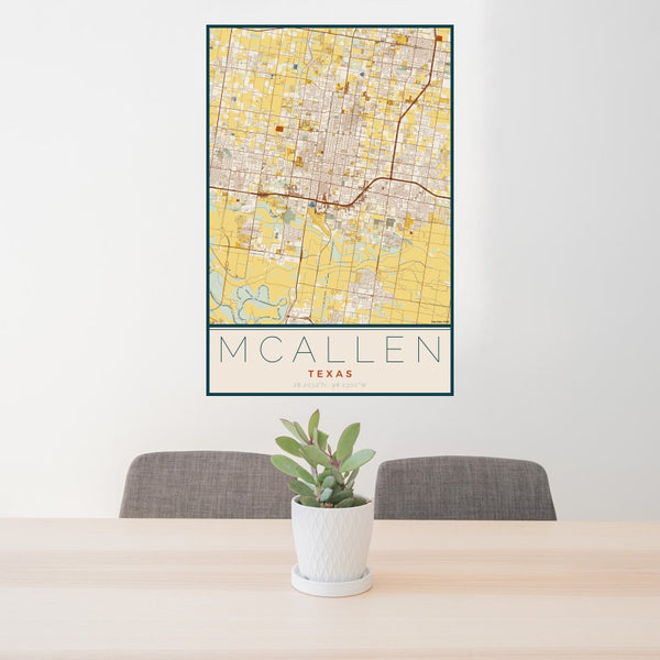 McAllen - Texas Map Print in Woodblock