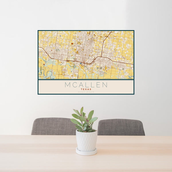 McAllen - Texas Map Print in Woodblock