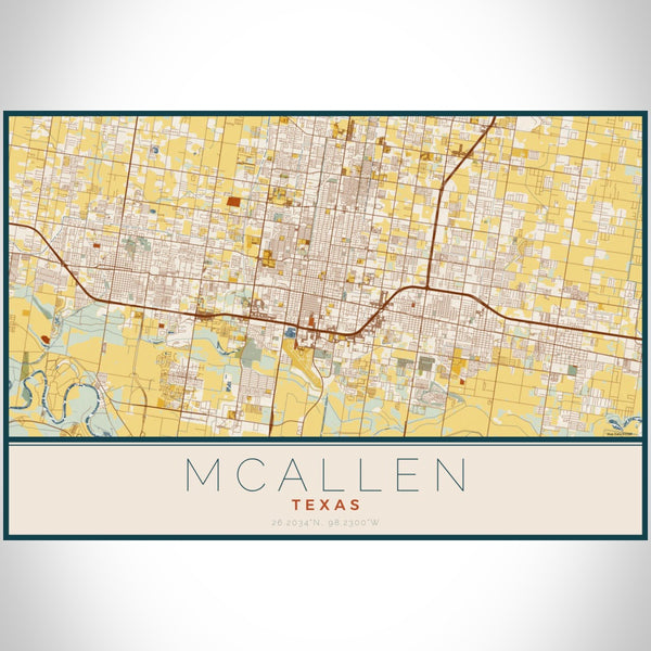 McAllen - Texas Map Print in Woodblock