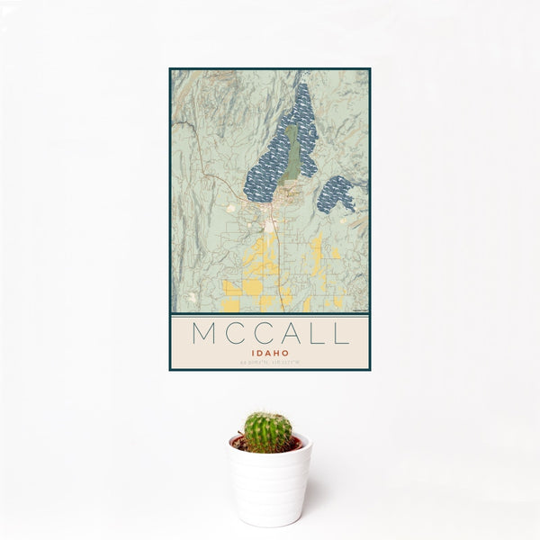McCall - Idaho Map Print in Woodblock