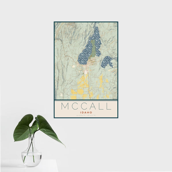 McCall - Idaho Map Print in Woodblock