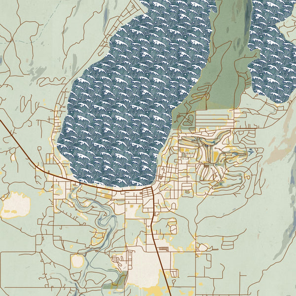 McCall - Idaho Map Print in Woodblock