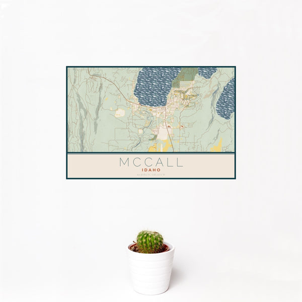 McCall - Idaho Map Print in Woodblock
