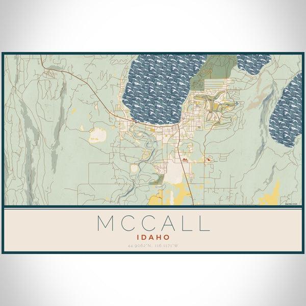 McCall - Idaho Map Print in Woodblock