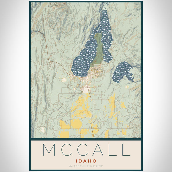 McCall - Idaho Map Print in Woodblock