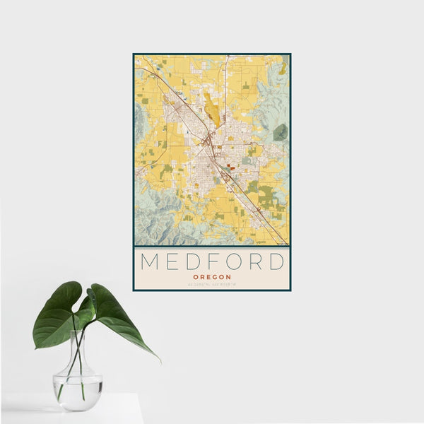 Medford - Oregon Map Print in Woodblock