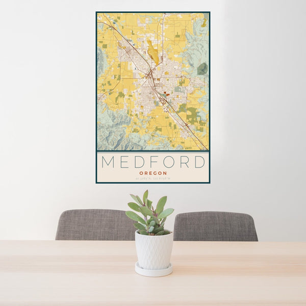 Medford - Oregon Map Print in Woodblock