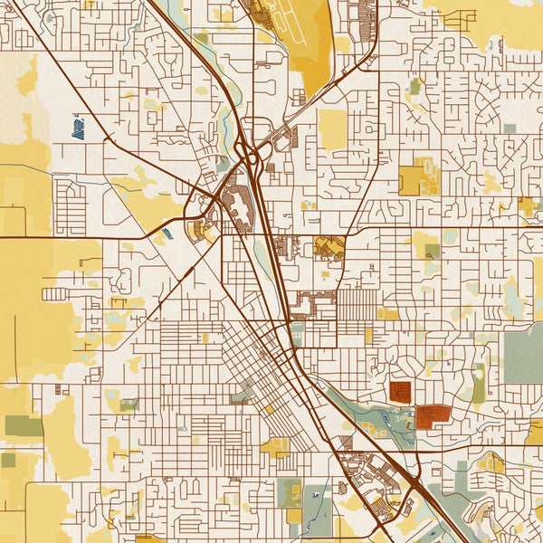 Medford - Oregon Map Print in Woodblock