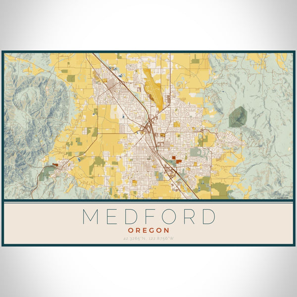 Medford - Oregon Map Print in Woodblock