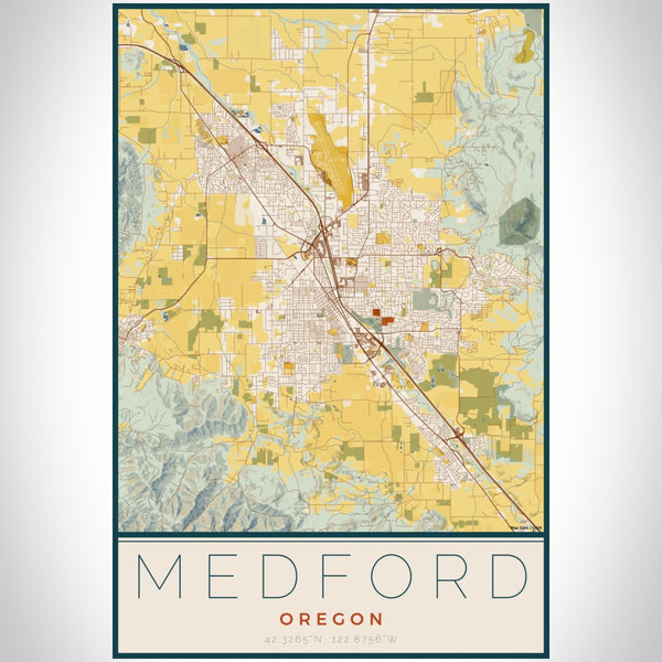 Medford - Oregon Map Print in Woodblock