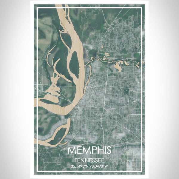 Memphis Tennessee Map Print Portrait Orientation in Afternoon Style With Shaded Background