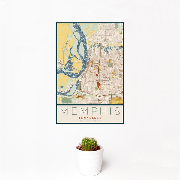 Memphis - Tennessee Map Print in Woodblock
