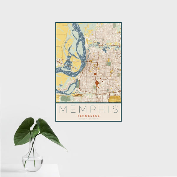 Memphis - Tennessee Map Print in Woodblock
