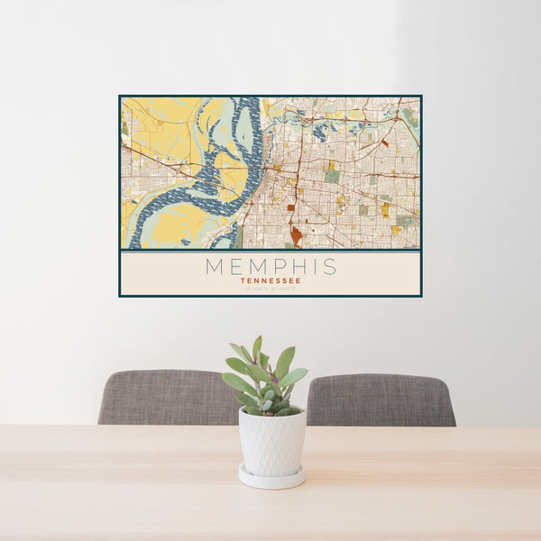 Memphis - Tennessee Map Print in Woodblock