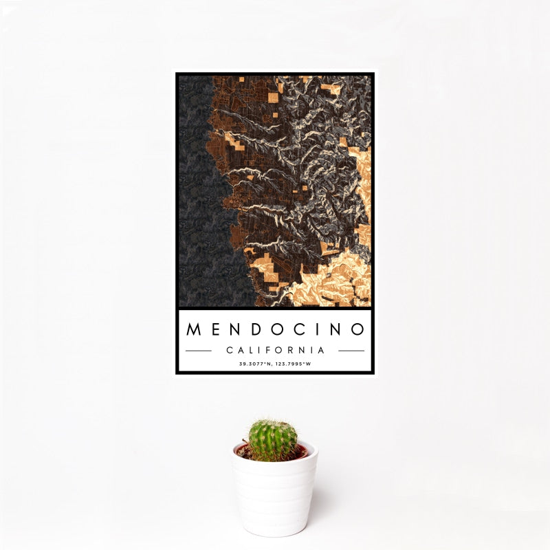 Mendocino - California Map Print in Ember