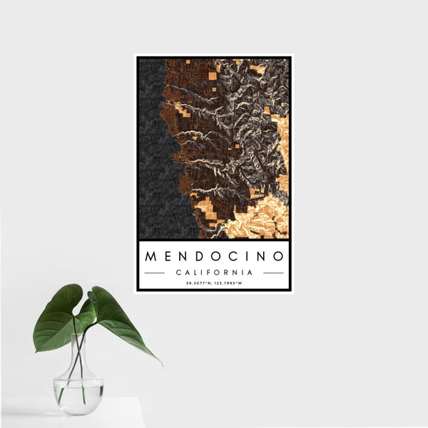 Mendocino - California Map Print in Ember