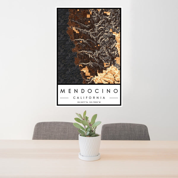 Mendocino - California Map Print in Ember