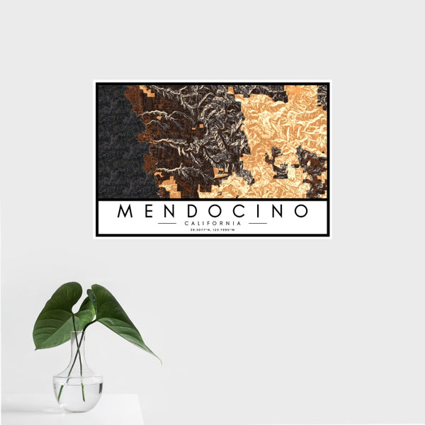 Mendocino - California Map Print in Ember