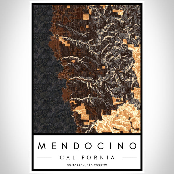Mendocino - California Map Print in Ember