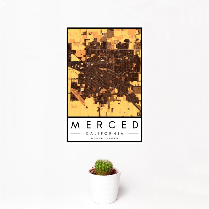 Merced - California Map Print in Ember