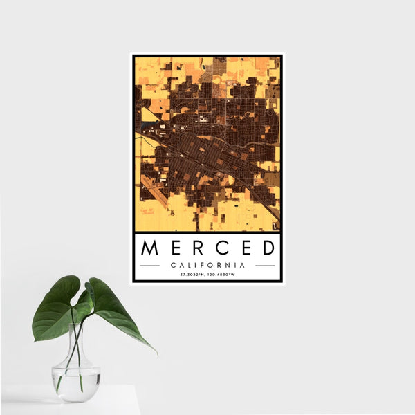 Merced - California Map Print in Ember