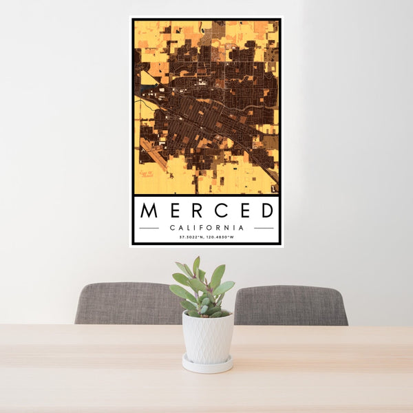 Merced - California Map Print in Ember