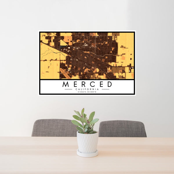 Merced - California Map Print in Ember