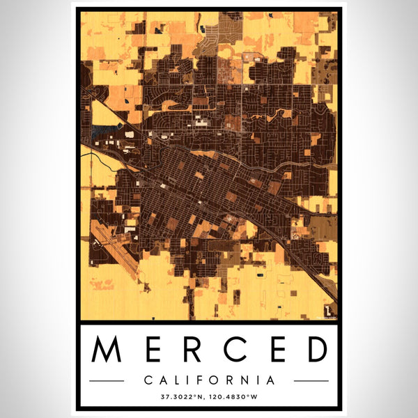 Merced - California Map Print in Ember