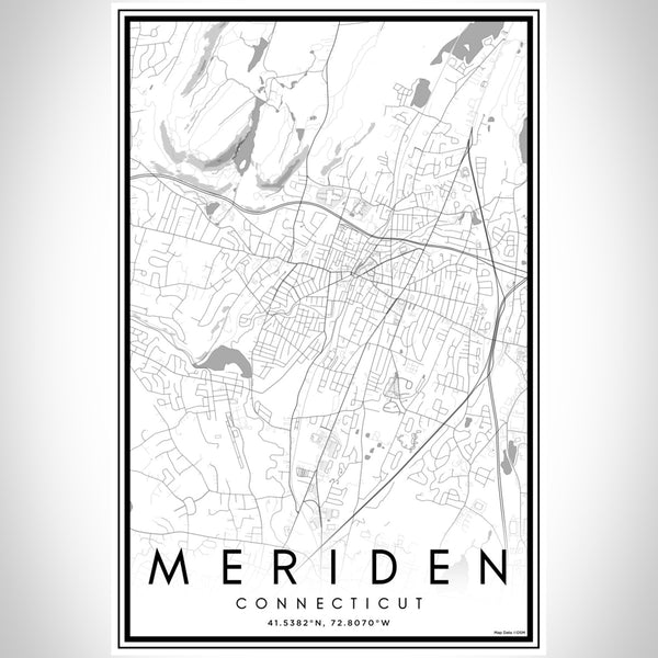 Meriden Connecticut Map Print Portrait Orientation in Classic Style With Shaded Background