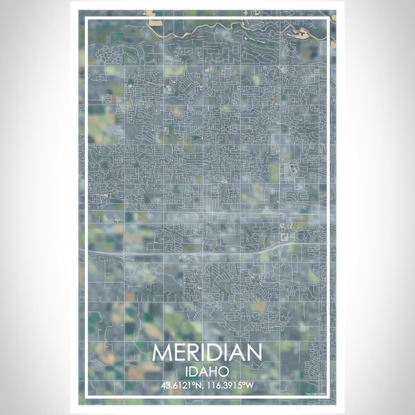 Meridian Idaho Map Print Portrait Orientation in Afternoon Style With Shaded Background
