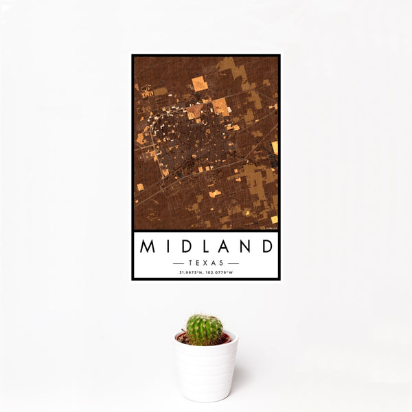 Midland - Texas Map Print in Ember