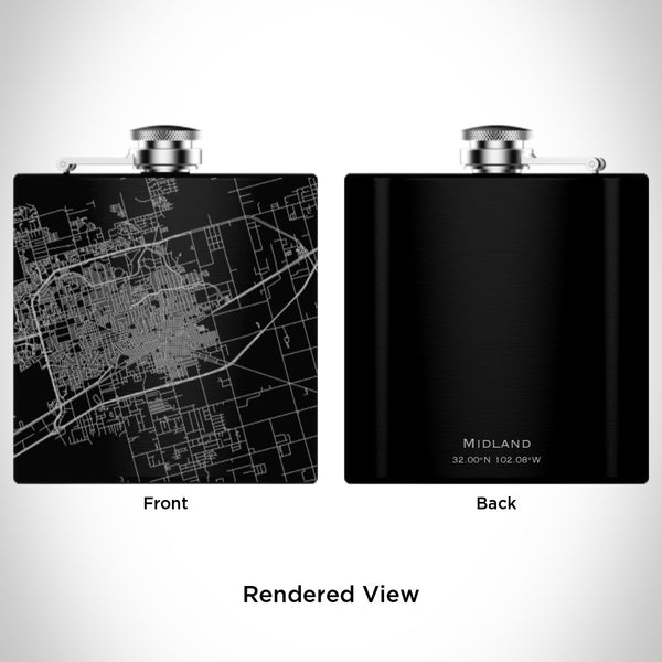 Midland - Texas Map Hip Flask in Matte Black