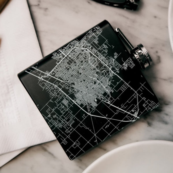 Midland - Texas Map Hip Flask in Matte Black