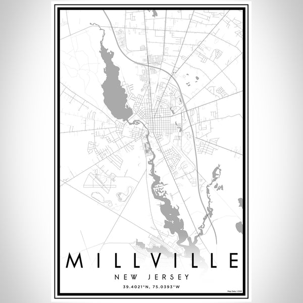 Millville New Jersey Map Print Portrait Orientation in Classic Style With Shaded Background