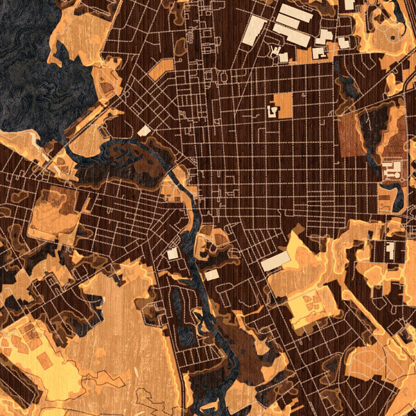 Millville New Jersey Map Print in Ember Style Zoomed In Close Up Showing Details