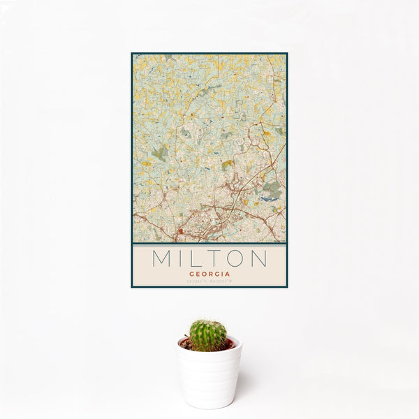 Milton - Georgia Map Print in Woodblock