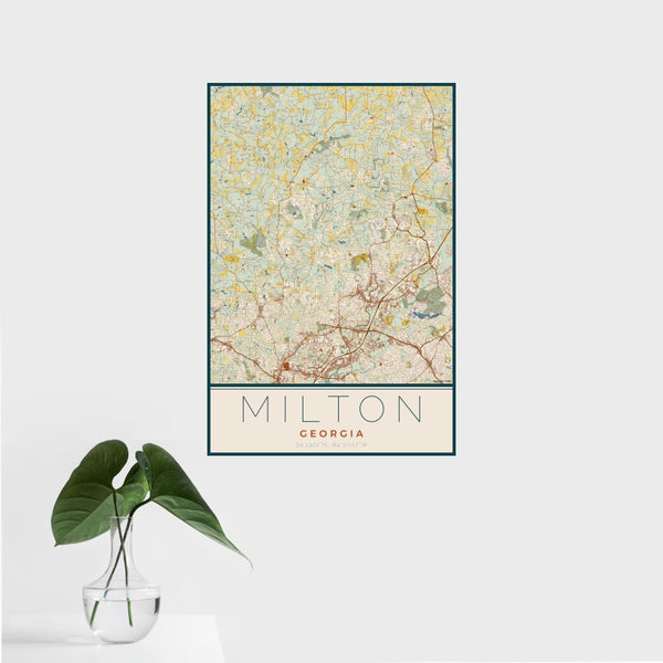Milton - Georgia Map Print in Woodblock