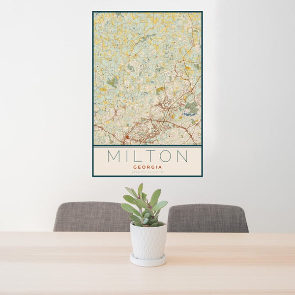 Milton - Georgia Map Print in Woodblock