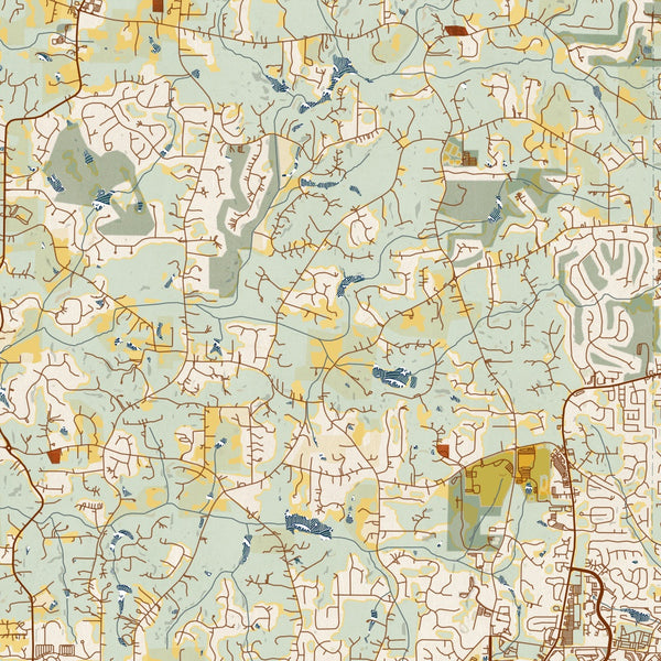 Milton - Georgia Map Print in Woodblock