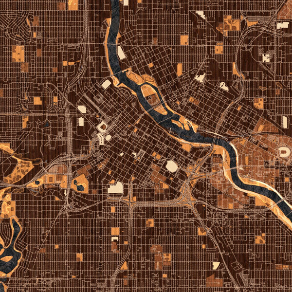 Minneapolis - Minnesota Map Print in Ember