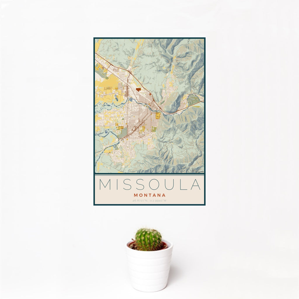 Missoula - Montana Map Print in Woodblock
